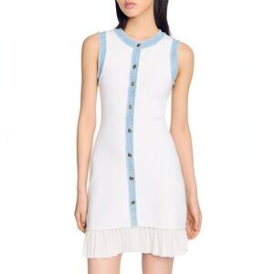 Sandro White and Blue Mini Dress